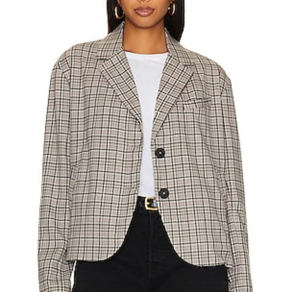 We The Free Free People Cali Boxy Blazer in Neutral Combo Size Medium